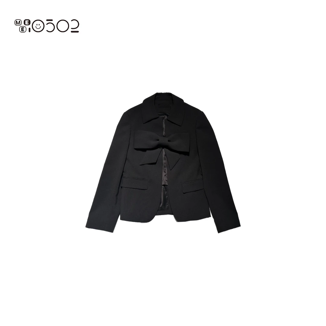 MEI0502 蝴蝶结短款羊毛西装翻领长袖外套  250316
