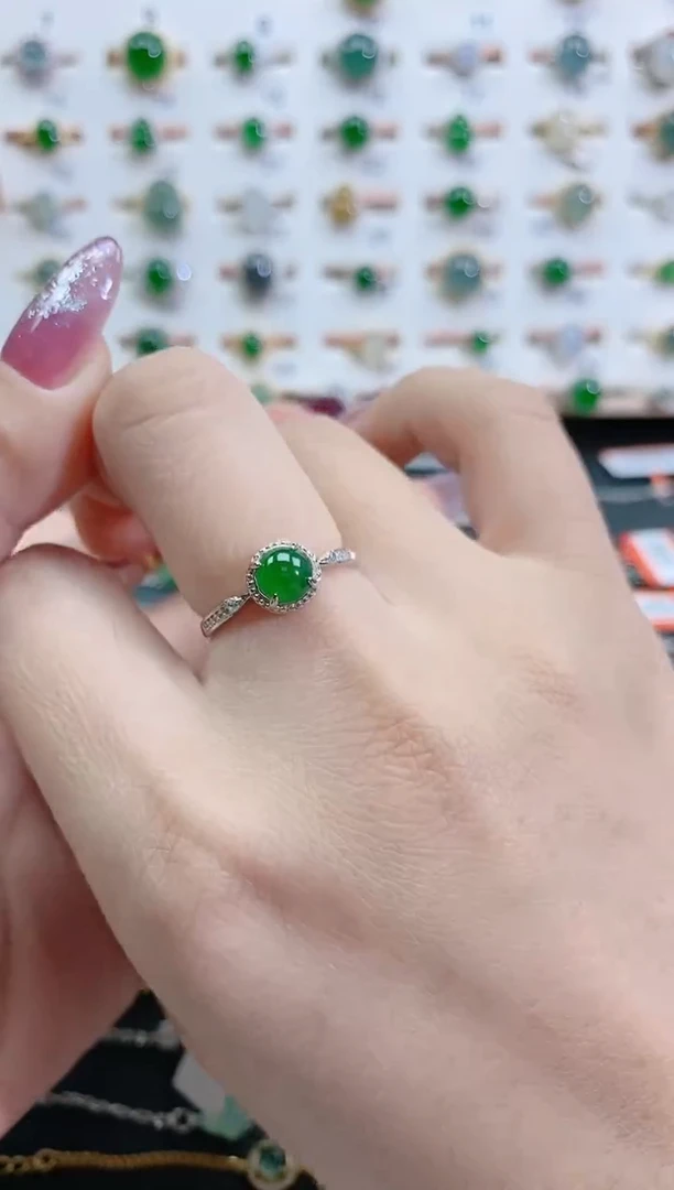 银S925镶嵌戒指翡翠天然翡翠