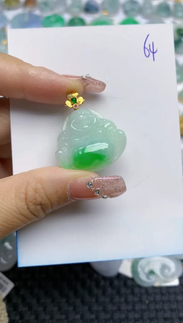 【闪购商品】翡翠颈饰18K金镶嵌天然A货翡翠 64