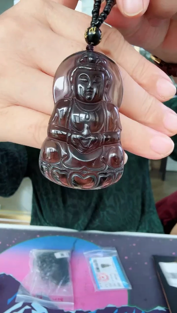 黑曜岩未镶嵌颈饰观音