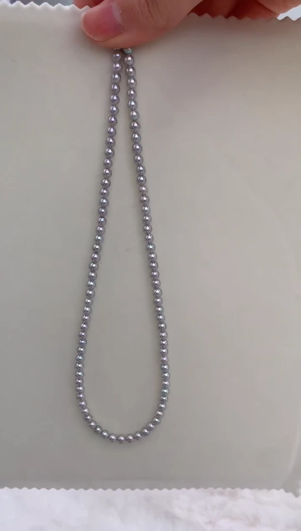 【闪购商品】海水珍珠项链18K金镶嵌4-5极光真多麻小米链