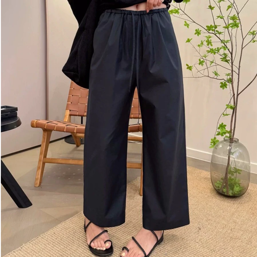 夏季新款高腰通勤薄款服饰透气哈伦裤休闲裤长裤八分裤抽绳时尚