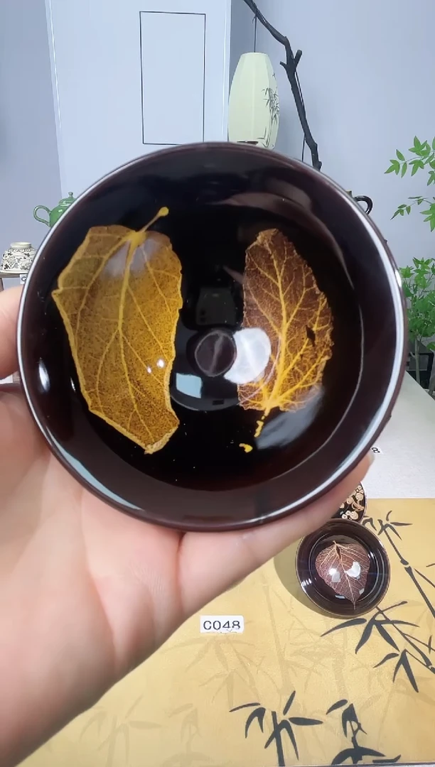 【双叶真叶入盏特价】吉州窑纯手工高温瓷特价款