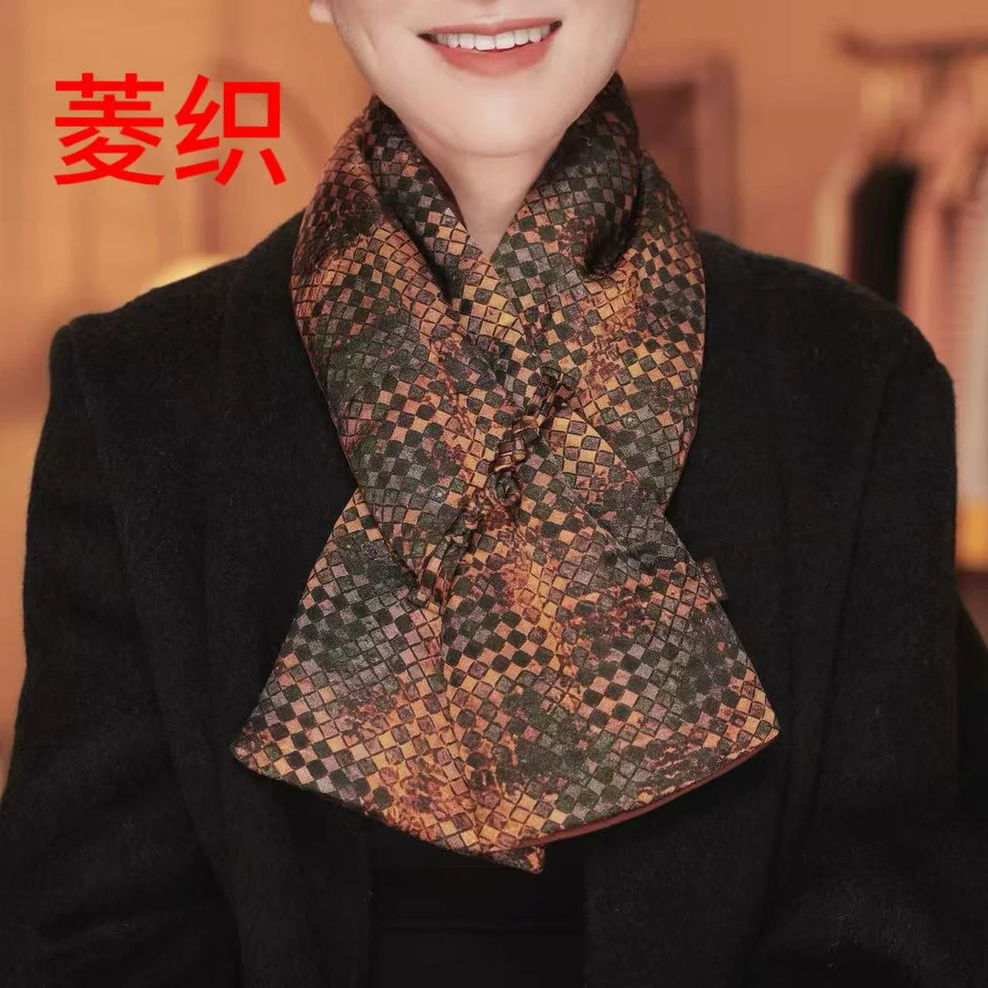 （菱织脖套）秋冬新款新中式国风围巾88*14左右脖套