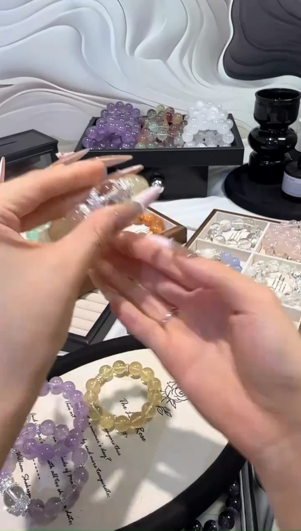 水晶手串未镶嵌柠檬黄X白水晶
