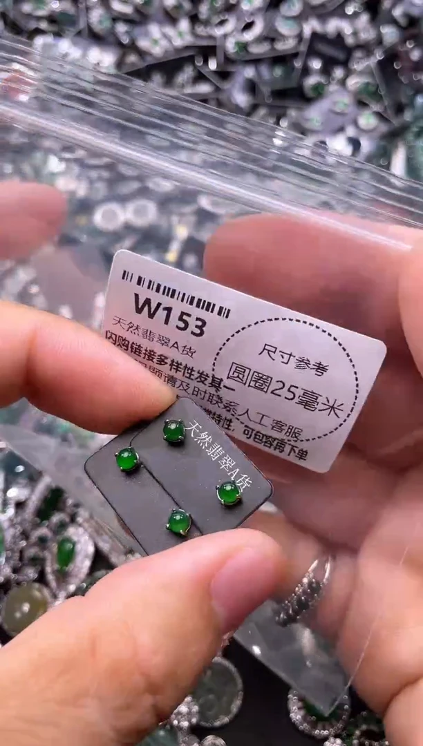 翡翠未镶嵌颈饰W153耳钉 多样性发其一