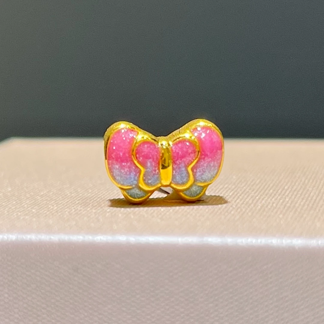 明牌珠宝楼哥甄选足金999紫渐变蝴蝶结多样性发货约卡9.5*6.5*5.4