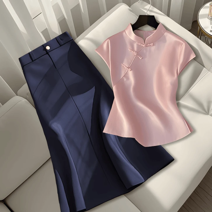 2025新款出游服装女爆款超好看减龄时尚气质修身上衣高腰半身裙子