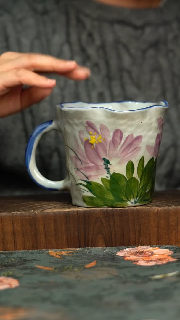 杯釉下彩手工手绘同款陶器