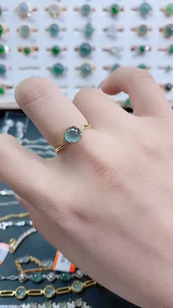 银S925镶嵌戒指翡翠天然翡翠