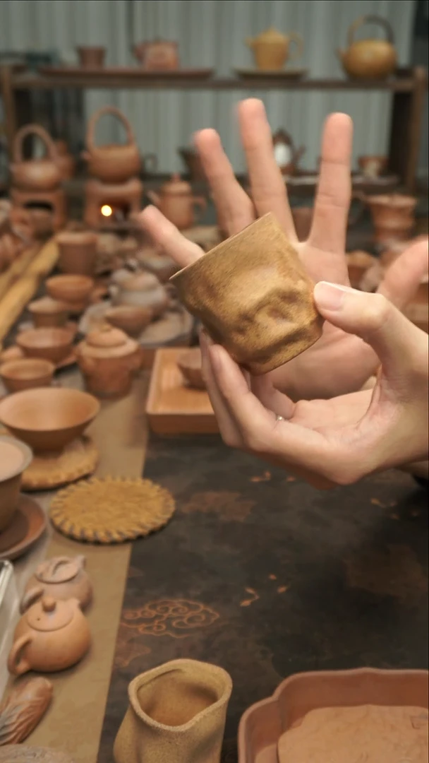 原矿料老岩泥  手捏异形主人杯80ml