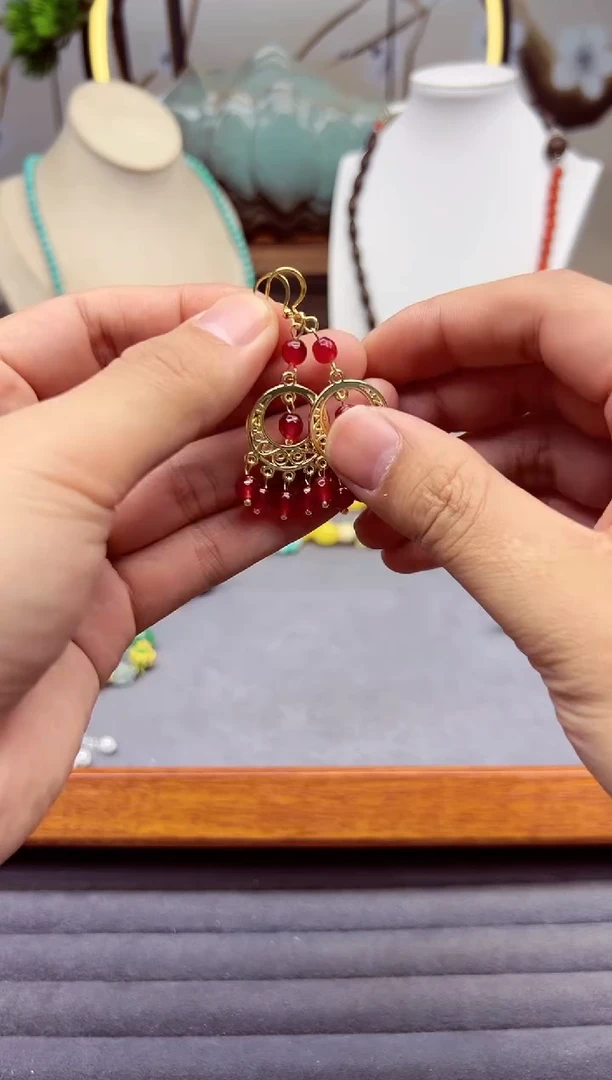 【闪购商品】碧玺猫眼耳饰14K金镶嵌E39`````