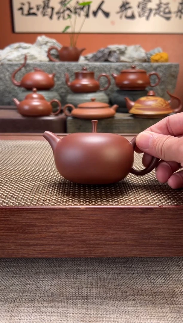 茶壶朱泥苹果壶 全手工重工 内嵌盖 章老