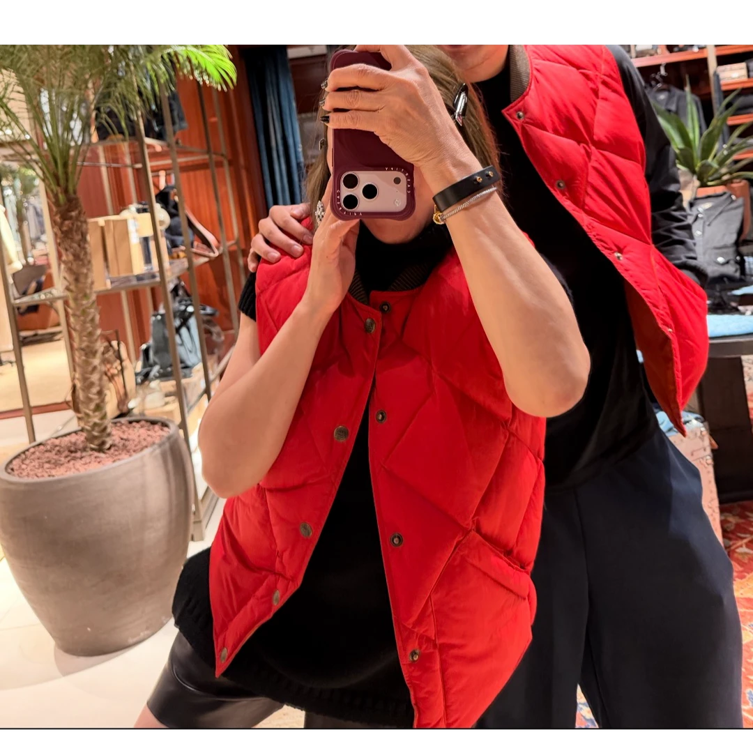 COCOLINDA|  “圣诞氛围“【白鸭绒棒球领】中国红 cp款羽绒马甲Y5667