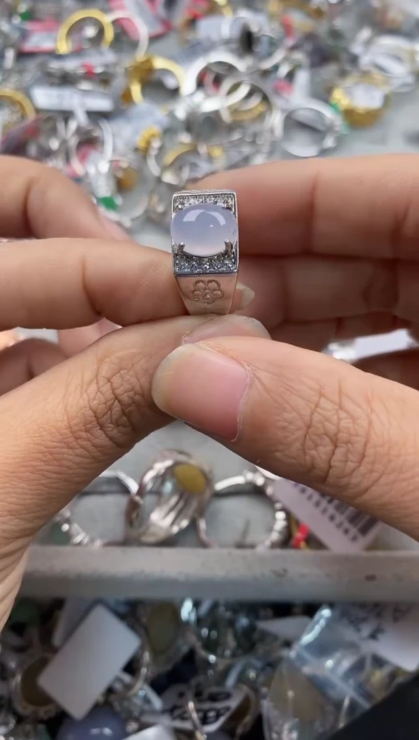 银S925镶嵌戒指翡翠888----9