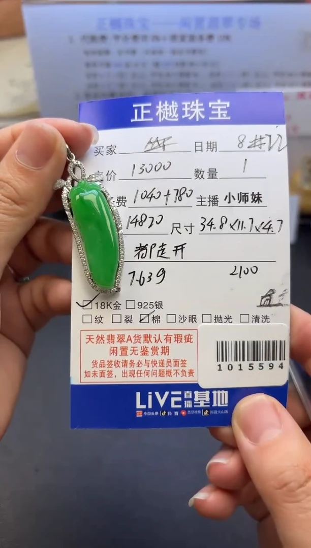 吊坠(不含链)18K金镶嵌翡翠ZYZB-1015594