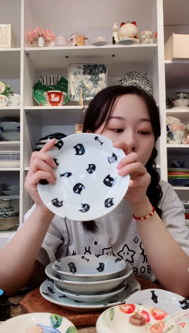 陶瓷黑猫警长中盘16cm