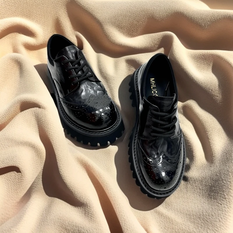 3133-2英伦风手抓皱复古圆头粗跟牛津鞋乐福鞋女款爆款