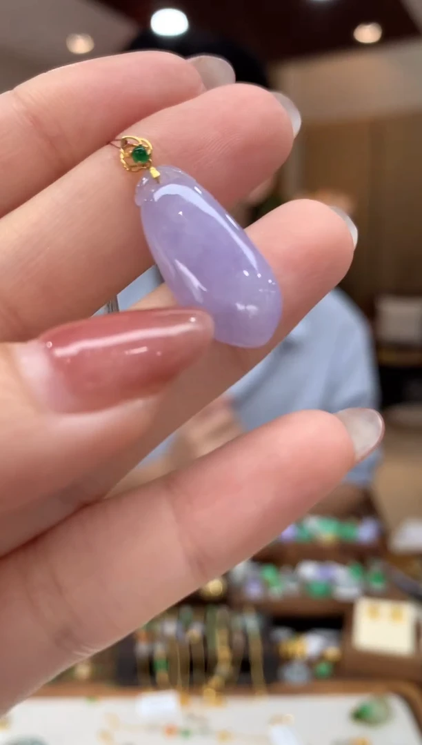 翡翠18K金镶嵌吊坠(不含链)福瓜