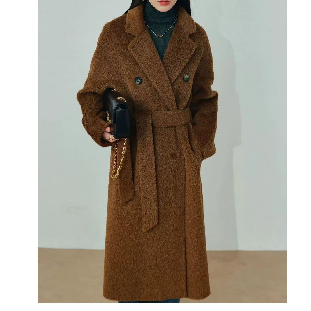 苏丽羊驼大衣女中长款2025年新款秋冬季加厚高端双面大衣外套气质