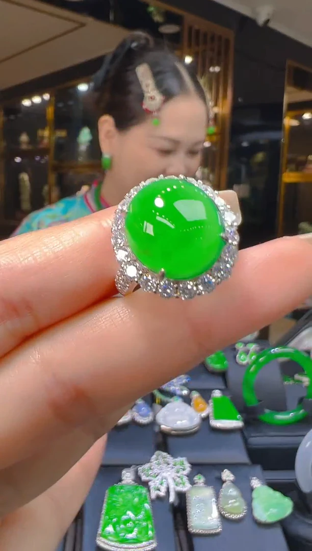 银S925镶嵌戒指翡翠012（多样性发其一）