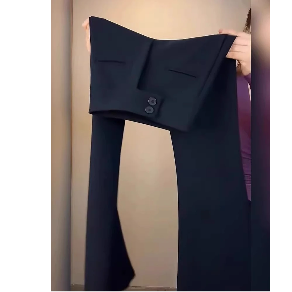 西装微喇裤秋款女装2025新款大码今年流行爆款拖地长裤马蹄裤子