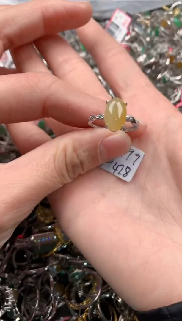 银S925镶嵌戒指翡翠444   1