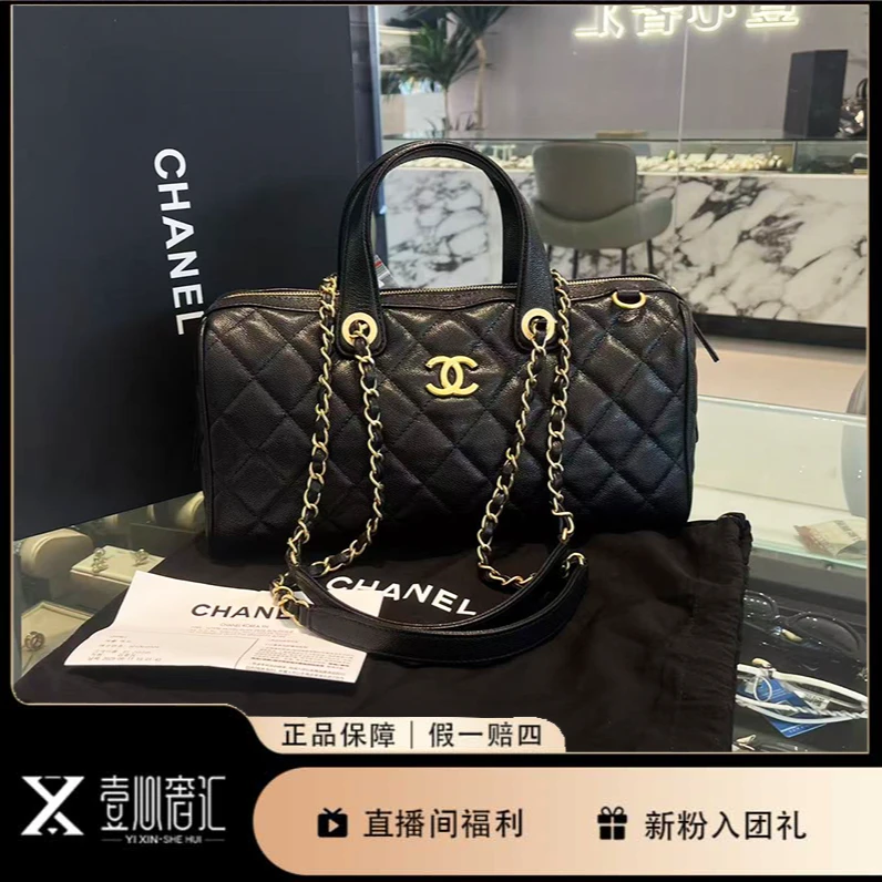 未使用 Chanel/香奈儿 25A新款荔枝纹牛皮保龄球单肩包