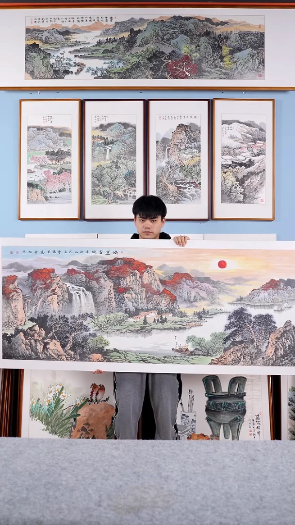 【闪购商品】国画张现军《鸿运当头》含框233*83