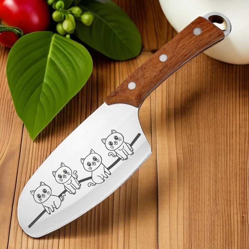 可爱猫咪小菜刀不锈钢锋利切片刀切肉刀切水果刀宝宝辅食刀具