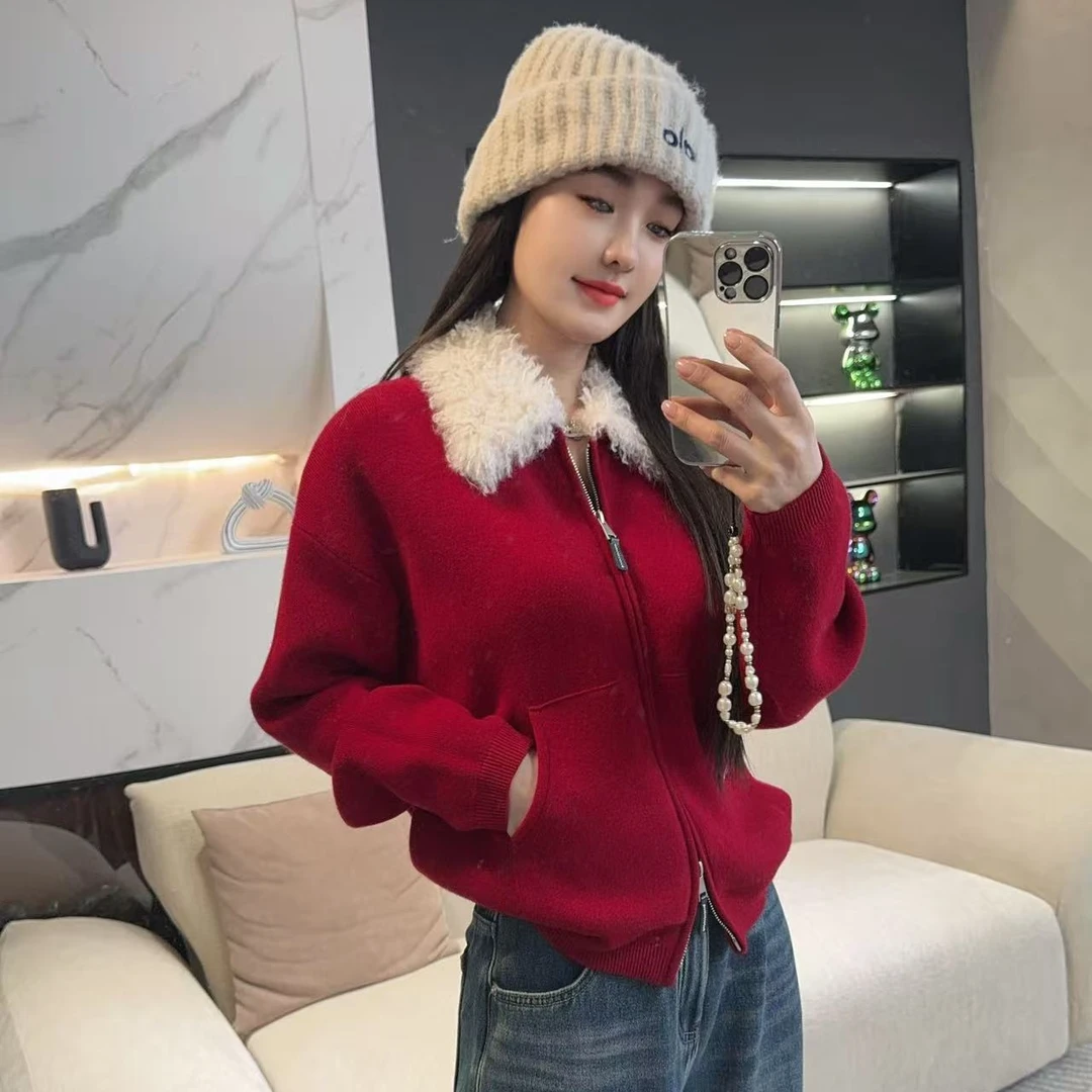 『开衫耀彩』2025新款冬季设计师毛领外套上衣L5607