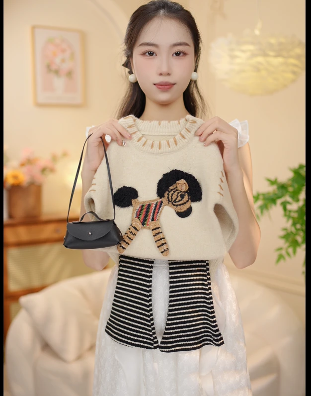 秋季新品韩版女童刺绣小马可爱针织套头衫打底裤两件套XY25162