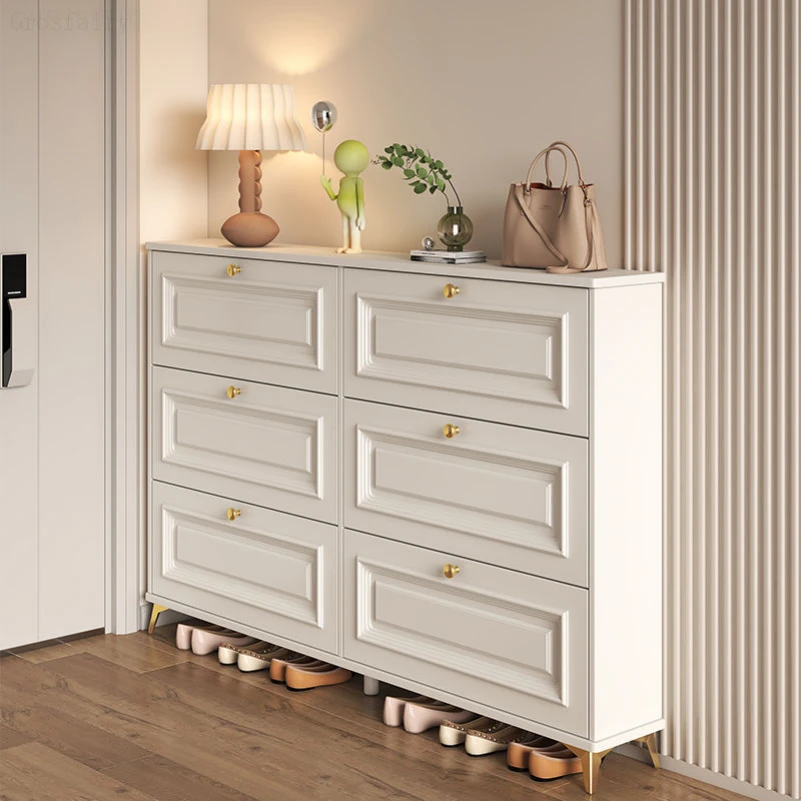 奶油风超薄翻斗鞋柜家用门口小型爆款玄关柜收纳经济型省空间客厅