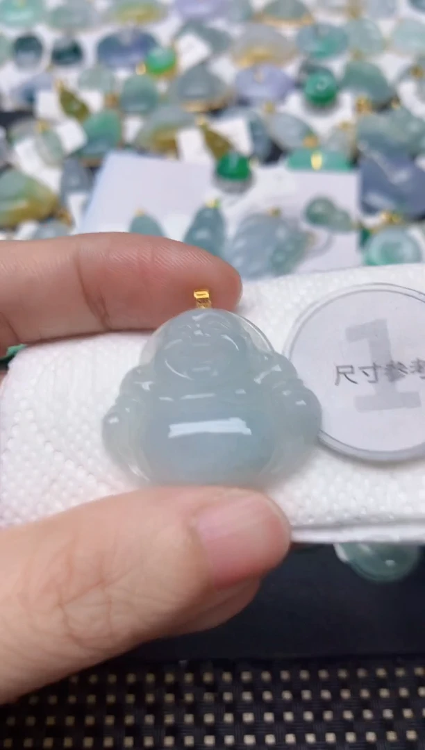 颈饰18K金镶嵌翡翠天然缅甸A货翡翠
