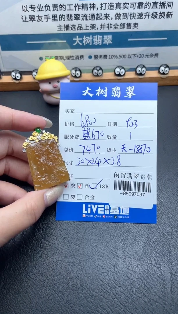 颈饰18K金镶嵌翡翠多人-85097097