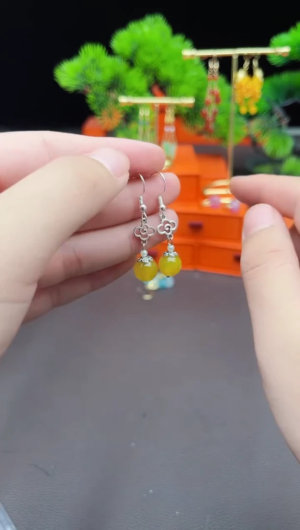 玛瑙/玉髓耳饰银S925镶嵌702000