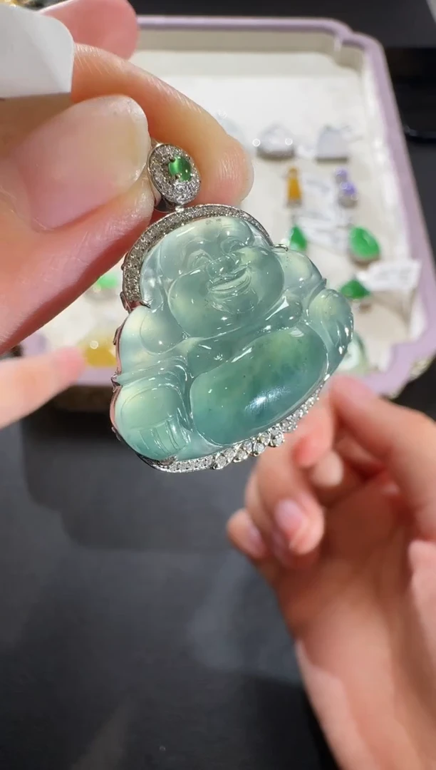 【闪购商品】翡翠吊坠(不含链)18K金镶嵌【源头工厂】钻石镶嵌