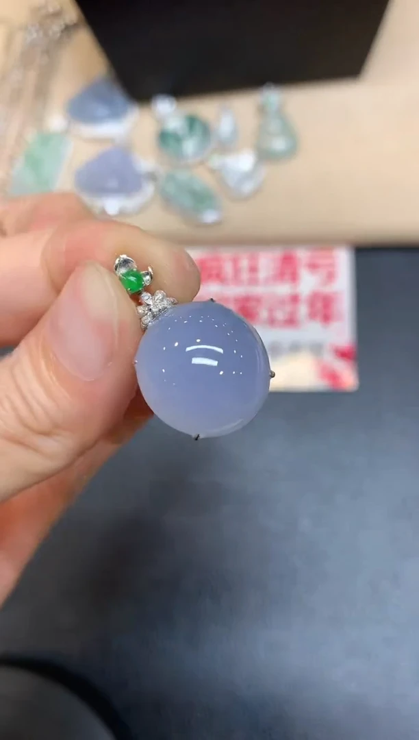 【闪购商品】翡翠吊坠(不含链)18K金镶嵌蛋面【无服务费