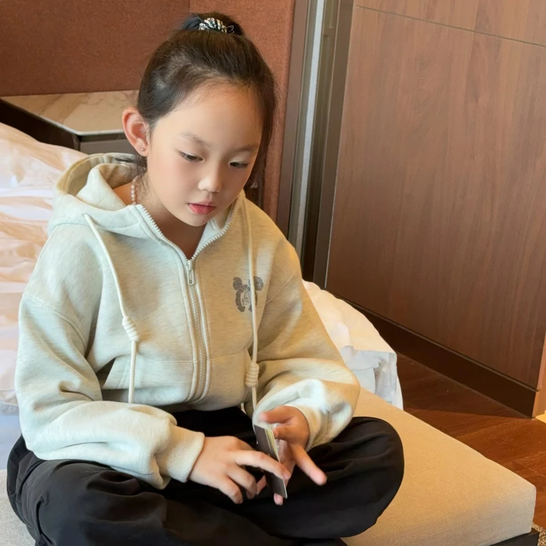 现货 【米奇头】秋季新款连帽男童女童休闲外套8708 加绒8731