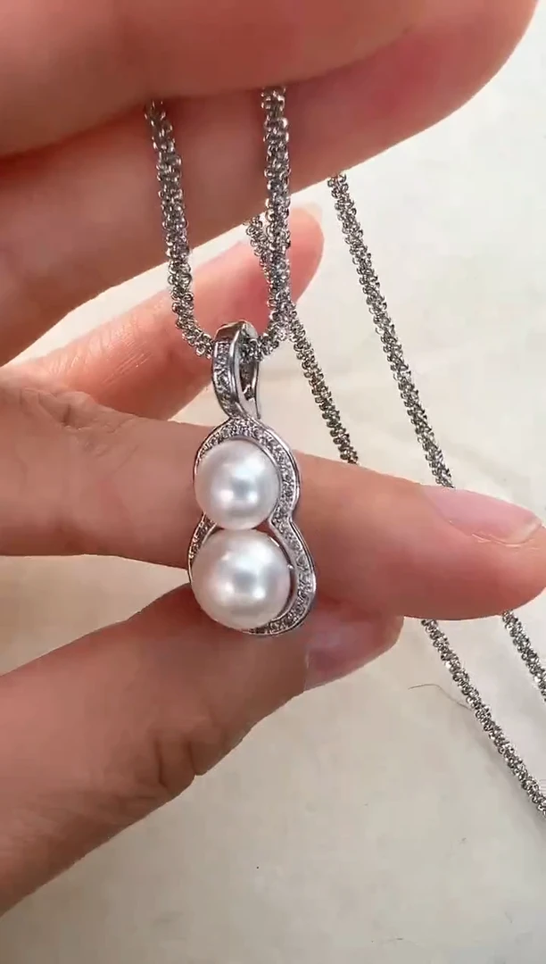【闪购商品】淡水珍珠吊坠(赠链)合金双珠葫芦