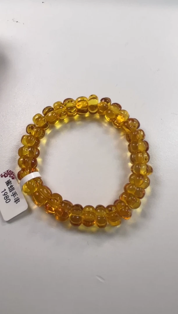 手链琥珀未镶嵌璞**金金色珐琅瓜珠设计手串