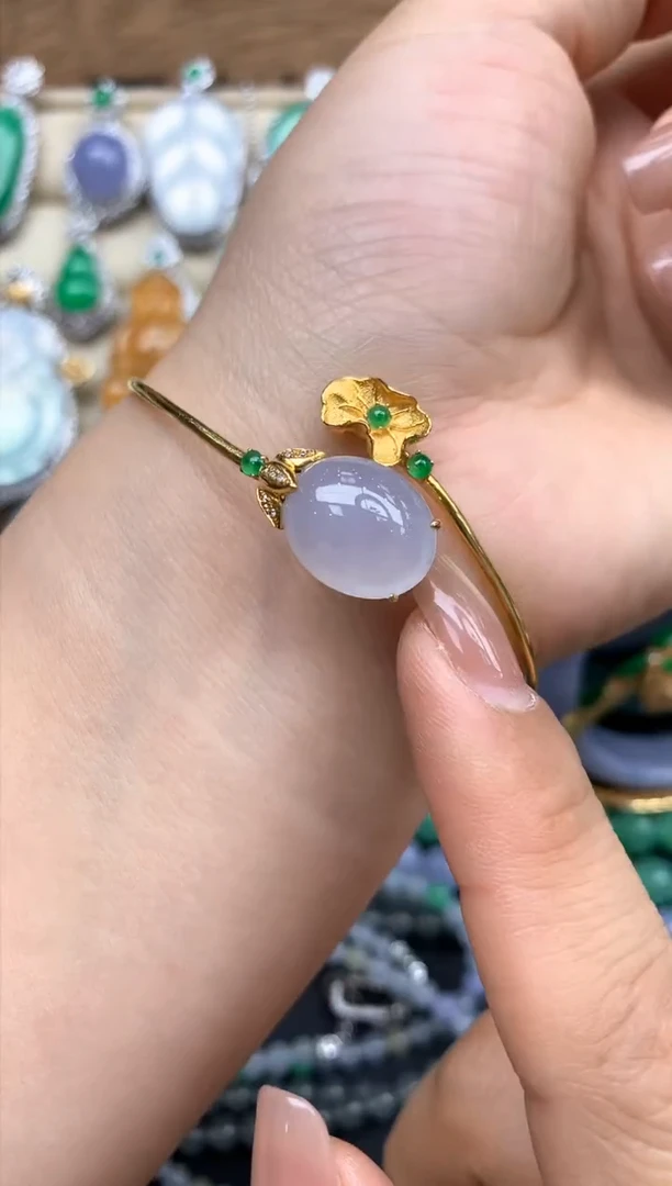 18K金镶嵌手镯翡翠316-中国好珍宝