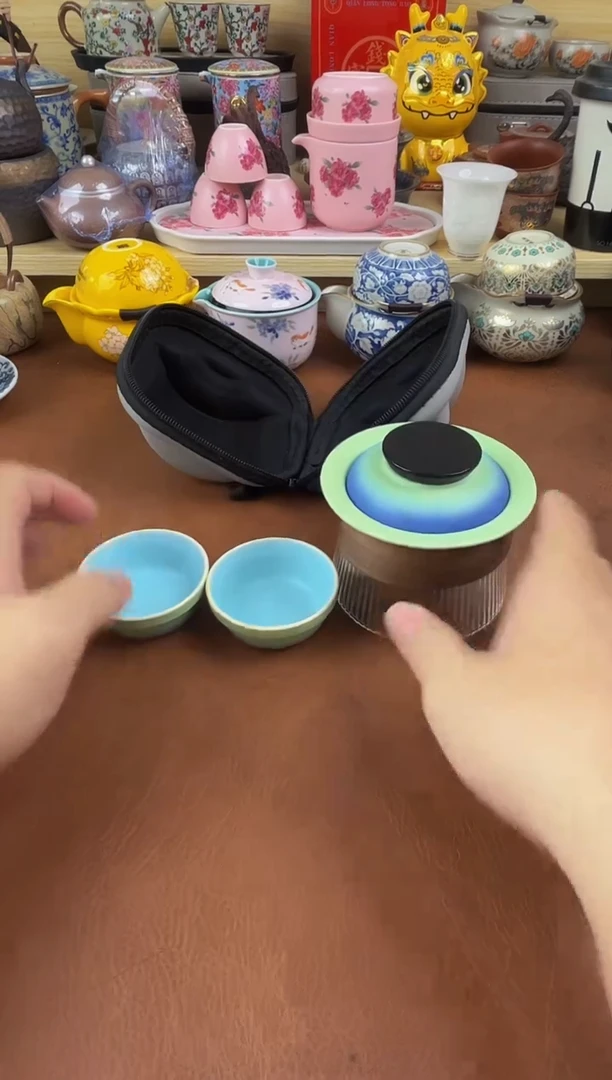 陶瓷茶具摆件旅行套组