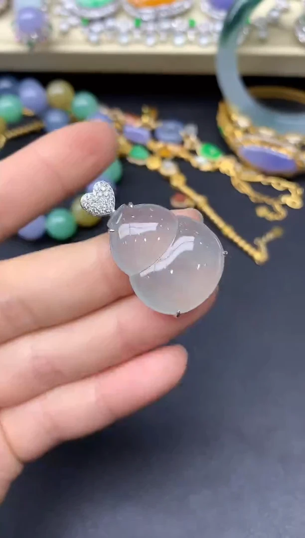 颈饰18K金镶嵌翡翠356-雪姐翡翠天天见