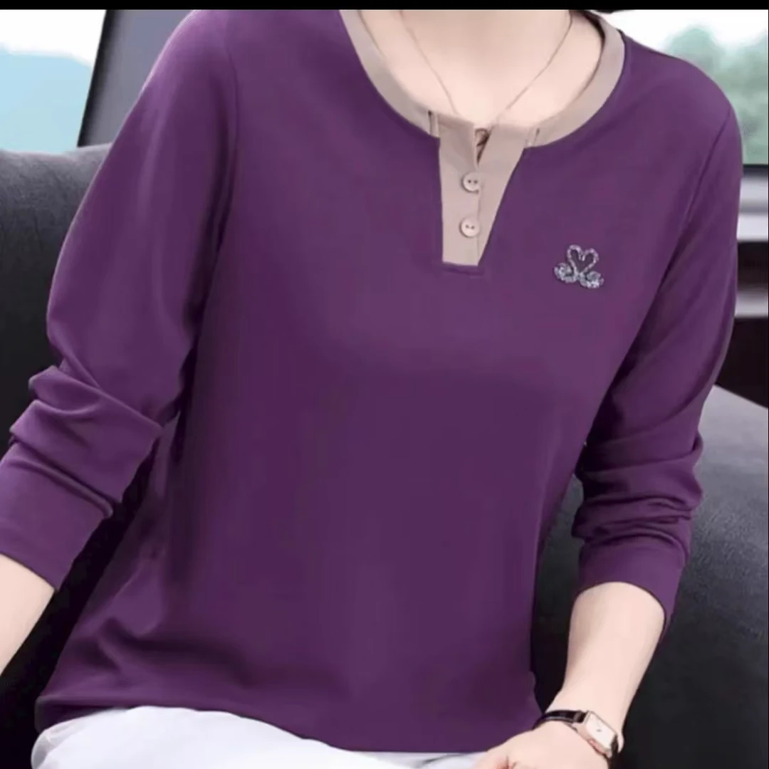 【小天鹅烫钻长袖】休闲时尚减龄显瘦V领 小天鹅气质女士长袖