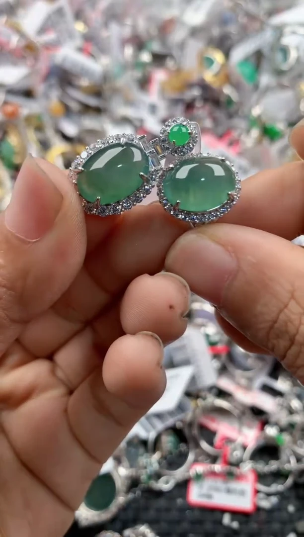 银S925镶嵌戒指翡翠222           9