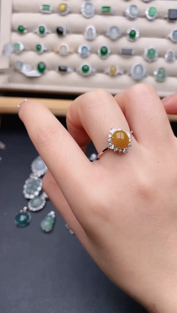 银S925镶嵌戒指翡翠1