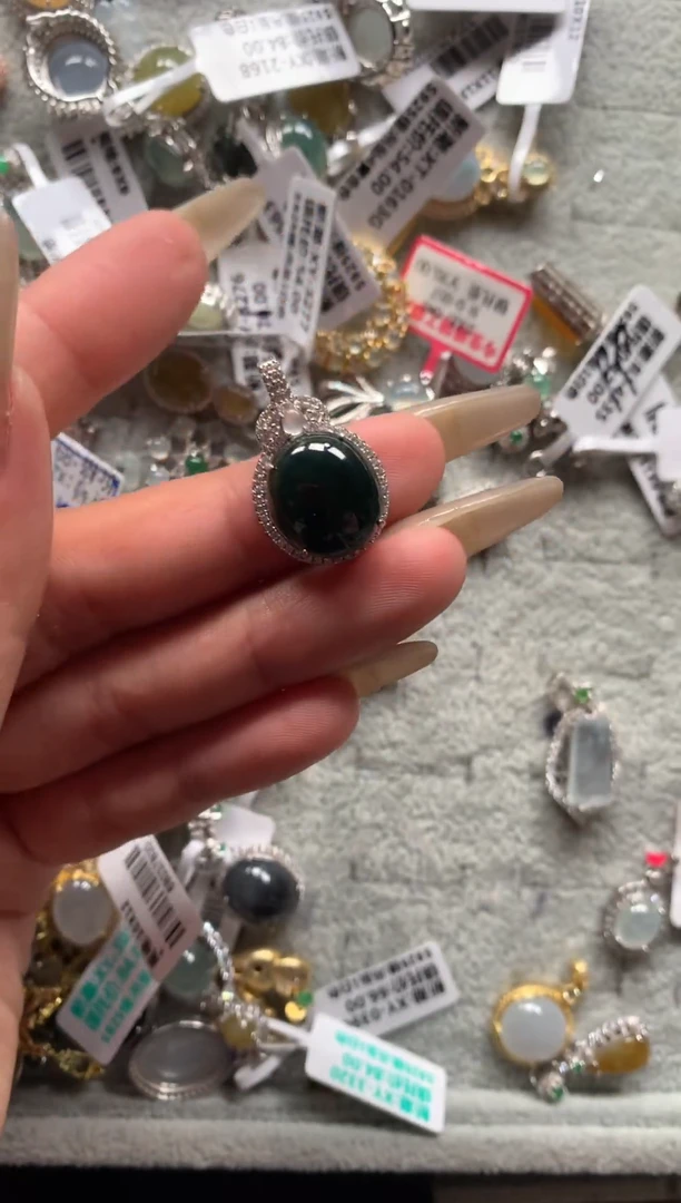 吊坠(不含链)银S925镶嵌翡翠432