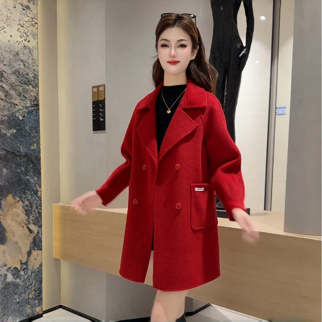【年货】2025新款韩版显瘦遮肉肉洋气中长款气质大衣女外套11016