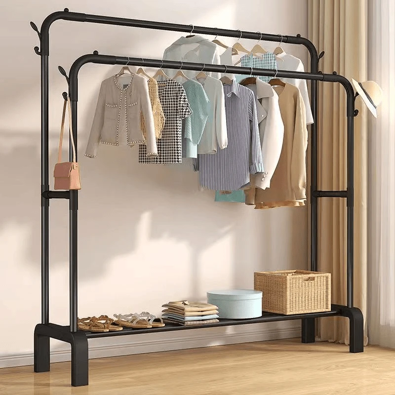 【补贴价】衣帽架双杆家用晾晒衣架简易衣架子落地立式室内挂衣服架